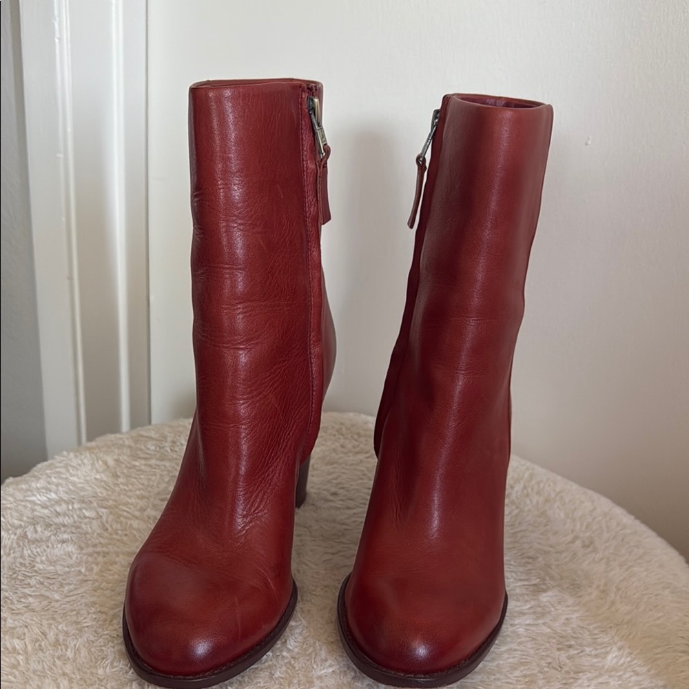 Sam Edelman Red Leather Heeled Boots